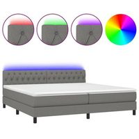 estructura de cama led con cabecero con somier colchon 200x200 cm tela gris oscuro tdl0208307