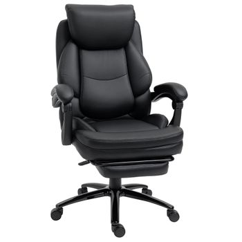Vinsetto Silla de Oficina Ergonómica Ajustable Altura Respaldo Inclinable 130° Función Basculante Reposapiés Retráctil Acero   Aosom España