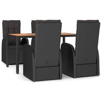 set de muebles jardin 5 pzas con cojines ratan sintetico negro vidaxl