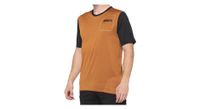 maillot 100  ridecamp terracota manga corta negro