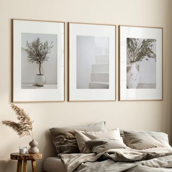 Set de 3 cuadros 159, marco premium chapado en roble, 30x40 cm
