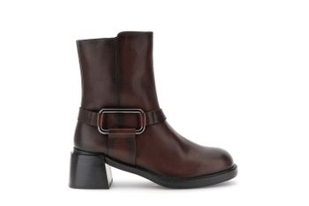 botines de piel con accesorio dark brown 37