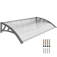 outsunny tejadillo de proteccion 110x60 cm tejadillo exterior para puertas y ventanas contra sol y lluvia con soporte transparente   aosom espana