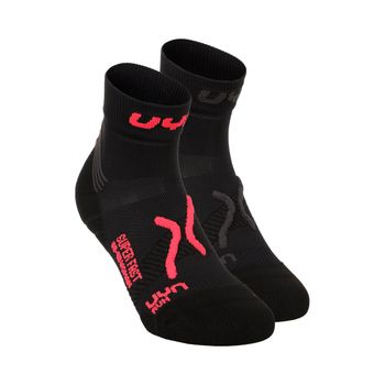 UYN Super Fast Calcetines Para Correr Pack De 2 Mujeres-Negro,Coral
