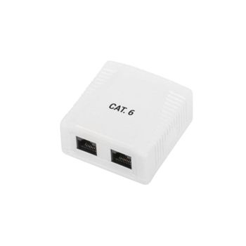 Caja de superficie RJ45 Phasak UTP Cat.6 Dual entrada inferior blanca