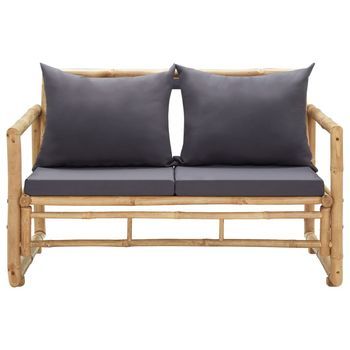 Banco De Jardín | Banco De Exterior | Silla De Jardín Con Cojines 115 Cm De Bambú
