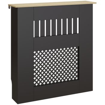 HOMCOM Cubre Radiadores 78x19x81 cm Cubierta para Radiador Diseño Moderno de Listones y Nido de Abeja Negro