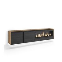 mueble tv pujerra-01 suspendido con chimenea y luces led