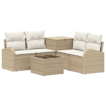 Juego De Sofá 6 Uds. Beige Y Blanco Crema Vidaxl