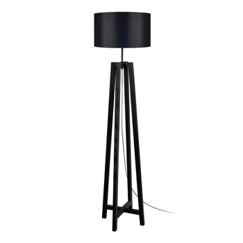 Lámpara de pie cuadrúpedo madera negro metal pantalla negro