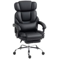 homcom silla de oficina en cuero pu con reposapies reposacabezas ajustable y soporte lumbar negro