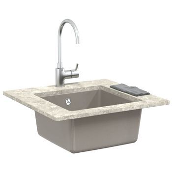 Lavabo De Baño Moderno | Lavabo Gris 430 X 460 Mm 80% Cuarzo Y 20% Resina