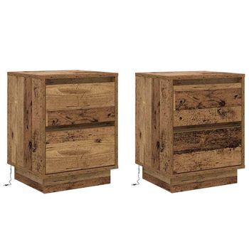 Juego De Mesitas De Noche - Armarios De Noche Con Cajón Madera Vieja 39 X 34.5 X 50 Cm Mc6862