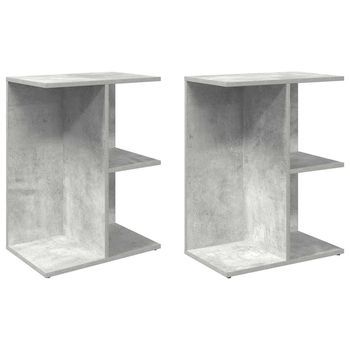 Juego De 2 Mesitas De Noche - Mesillas Contrachapada Gris Hormigón 46,5x29x61cm Mc5865