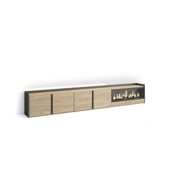 Mueble Tv Almáchar-02 Con Chimenea Y Luces Led Integradas