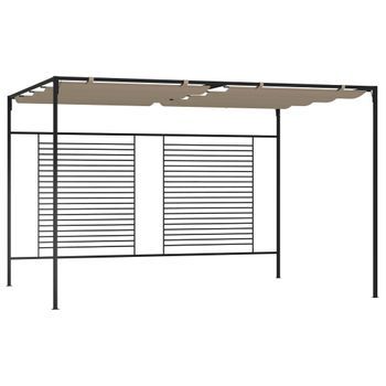 Cenador Con Techo Retráctil Gris Taupe 3x4x2,3 M 180 G/m²