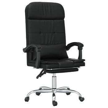 Sillón De Oficina Reclinable Con Masaje, De Piel Sintética Negra Vidaxl