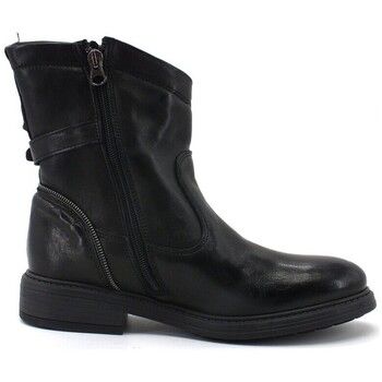 Jiudit Botines Stivaletto Biker Pelle Zip Nero 14424 para mujer