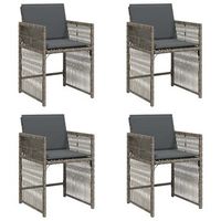 4 uds sillones de jardin  silla de exterior con cojines ratan sintetico gris