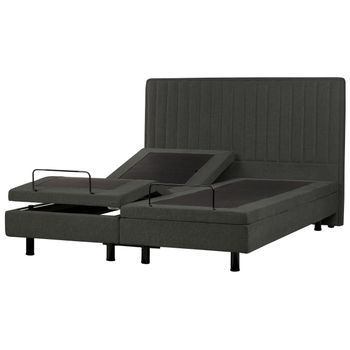 Cama Articulada Eléctrica Moderna Mando A Distancia Ajustable Tapicería De Tela Gris Oscuro 180 X 200 Cm Castellan