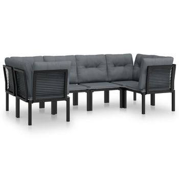Conjunto De Muebles De Jardín 6 Uds | Mesa Y Sillas Ratán Sintético Negro Y Gris