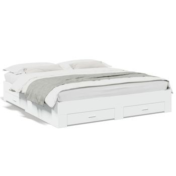 Estructura Cama Con Cajones Madera Ingeniería Blanca 200x200 Cm Vidaxl