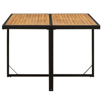 Mesa De Jardín | Mesa De Exterior Ratán Sintético Madera Acacia Negro 109x107x74cm