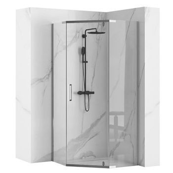 Cabina De Ducha Rea Axin Chrom 90x90 + Plato De Ducha Diamond Black