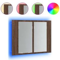 armario con espejo y led madera color marron roble 60x12x45 cm vidaxl