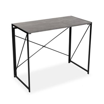 Escritorio plegable en aglomerado efecto madera y metal gris