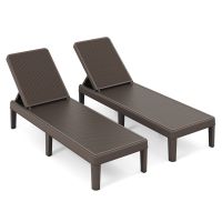 costway juego de 2 tumbonas de mimbre plegables con respaldo 4 posiciones ajustables patas elevadas carga 150kg para terraza patio marron