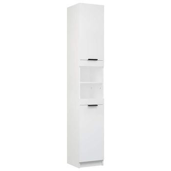 Armario De Baño | Mueble Baño Madera Contrachapada Blanco 32x34x188,5 Cm
