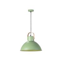 lampara techo metalica embellecedor madera acabado verde