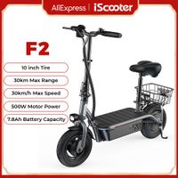 patinete electrico iscooter f2 de 10 pulgadas 500w 30kmh plegable con bateria de 78ah y alcance de 30km con cesta para uso diario