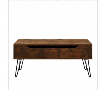 Mesa de centro ajustable - altura regulable con almacenamiento oculto, estilo vintage - marrón rústico