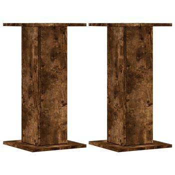 Soportes De Plantas 2 Uds Madera Roble Ahumado 30x30x60 Cm Vidaxl