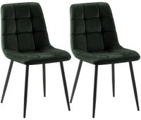 set de 2 sillas de comedor tilde terciopelo verde 55x45x84 cm