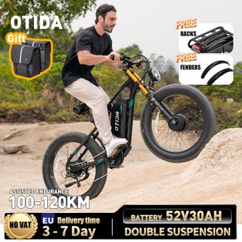 BURCHDA 2026 NUEVA Bicicleta Eléctrica X2 con Doble Motor, 52V30Ah, Todoterreno, 26 Pulgadas, Neumáticos Anchos, Bicicleta Eléctrica de Montaña para Adultos