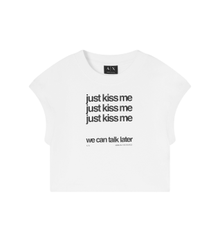 A|X Armani Exchange para mujer. XW002320AF15085U0002 Camiseta Cropped blanco (M), Casual, Algodón, Manga corta