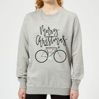 bike lights womens christmas jumper - grey - m