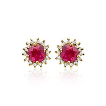 Pendientes de diamantes con rubíes 0.556 ct total