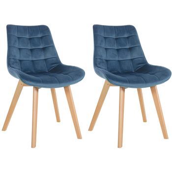Set De 2 Sillas De Comedor Brook En Terciopelo Azul 63x54x84 Cm Clp