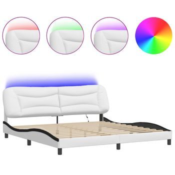 Estructura De Cama Con Led Sin Colchón Hvar Blanco Negro 200x200 Cm Vidaxl