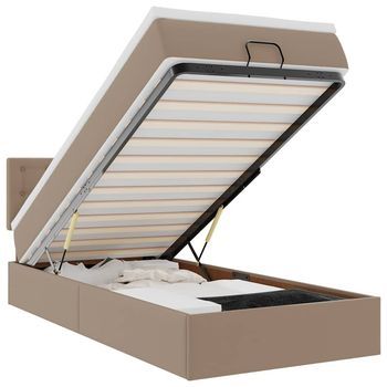 Estructura Cama Otomana Colchón Cuero Sintético Capuchino Vidaxl