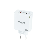 cargador usb pared tooq tqwc-ganqc2pd65wt gan 2 usb-cpc  usb-aqc 65w blanco