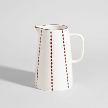 Jarra de cerámica blanca con motivos, 1,65 l