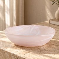bol de resina en rosa y blanco 19x19x6 cm