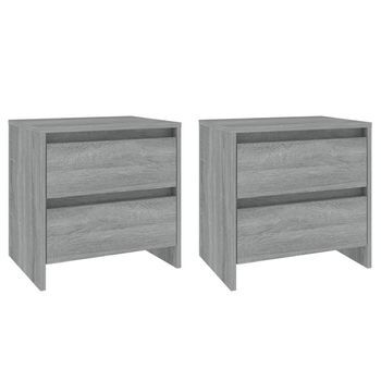 Pack 2 Uds Mesilla Noche | Mesita De Noche Madera Ingeniería Gris Sonoma 45x34,5x44,5cm