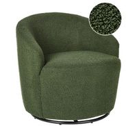 sillon respaldo curvo glamour art deco boucle vellon base negra giratoria 360 verde davik