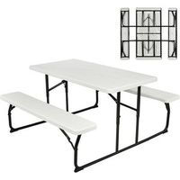 conjunto de mesa y banco de picnic plegable juego de mesa costway 150 x 137 x 72 cmblanco